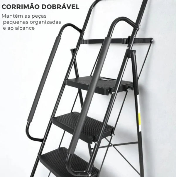 Escada Dobravel Antiderrapante Segurança 100% Onde Usar + Brinde