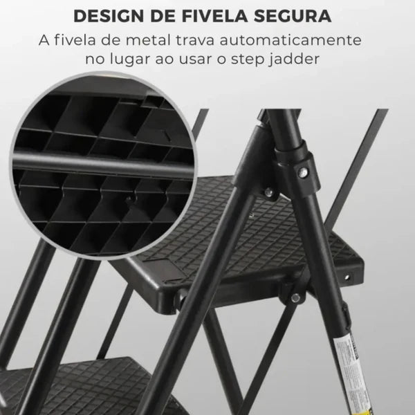Escada Dobravel Antiderrapante Segurança 100% Onde Usar + Brinde