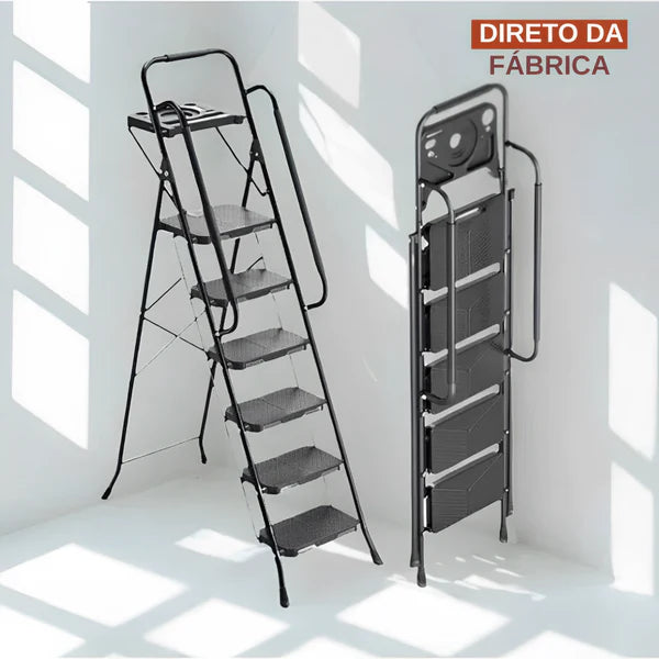 Escada Dobravel Antiderrapante Segurança 100% Onde Usar + Brinde